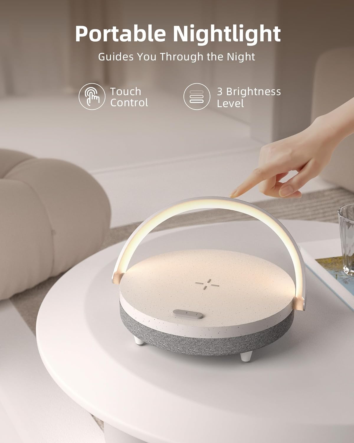EZVALO Gifts for Women, 4-in-1 Bluetooth Speaker, Bedside Lamp with Wireless Charger, Dimmable Night Light and Phone Holder, Birthday Gifts for Teens, Families and Friends