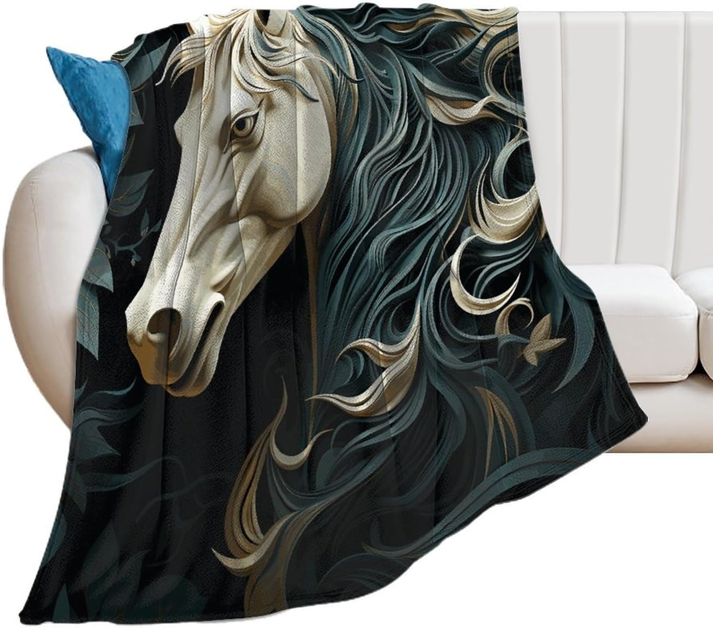 Horse Pattern Throw Blanket for Couch Super Soft Warm Lightweight Throw Blankets Cozy Flannel Bed Blanket Cute Decorative Blankets for All Seasons Home Decor Gift 50"*60"（130 * 150cm）