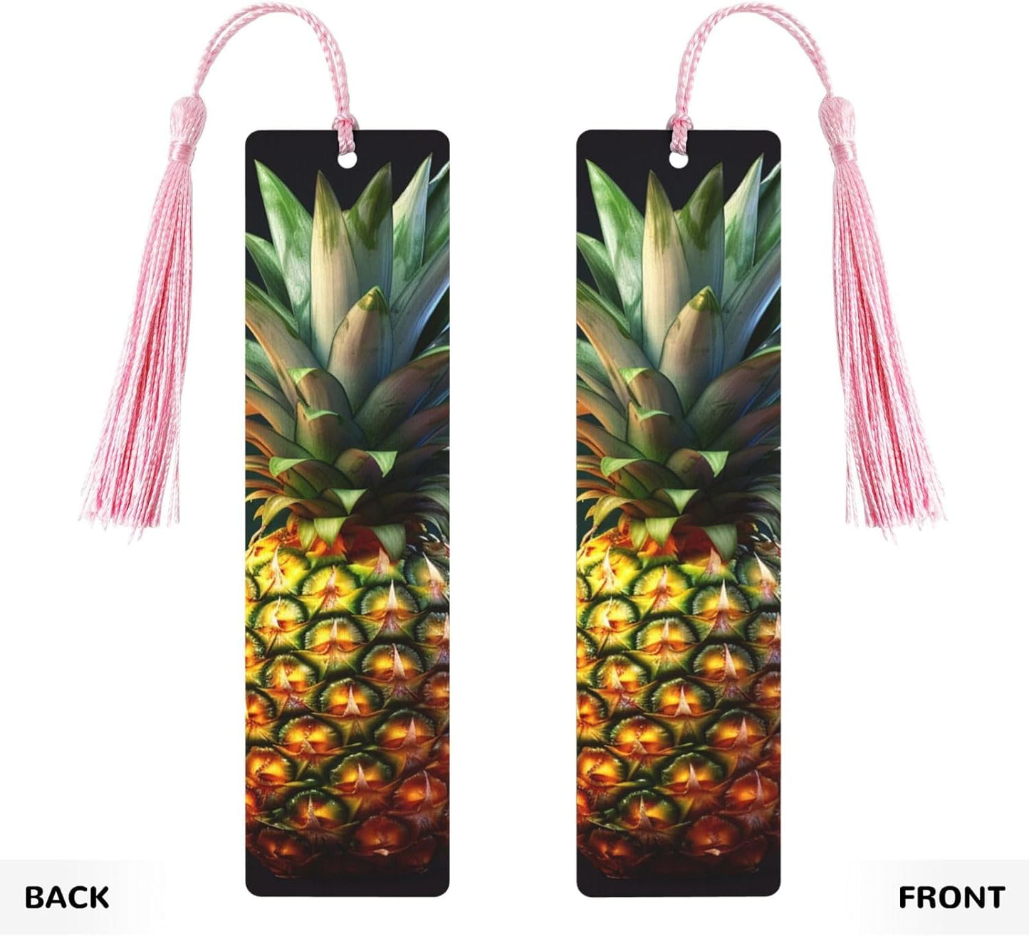 Pineapple Bookmarks Gifts for Women Men, Wooden Bookmarks for Book Lovers, Vintage Book Marks Ornaments with Tassel, Unique Personalized Reading Page Markers Pink