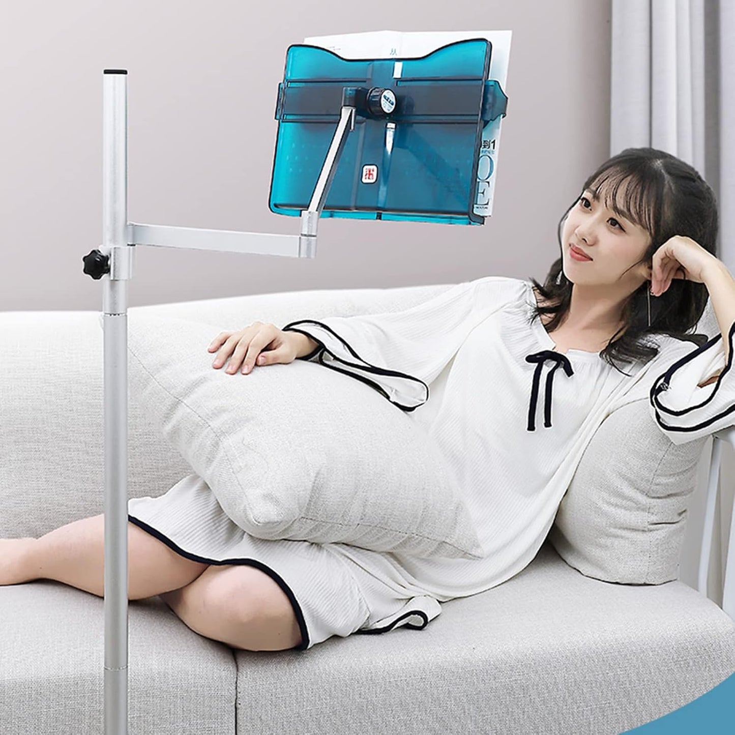Bookholder Floor Stand, Height Adjustable Book Stand Holder Extra Large Sturdy Rolling Lectern Stand with Wheels, Cookbook Reading Desk Portable Sturdy Lightweight Bookstand (B) (B) (B)