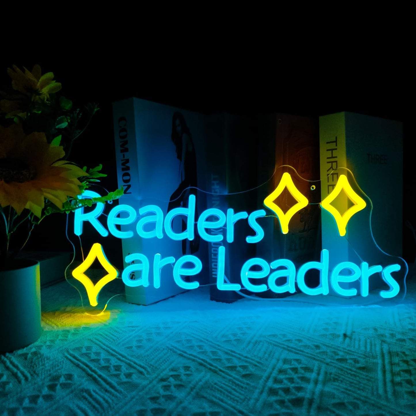 LED Neon Sign Readers are Leaders Yellow Neon 16.5"x7.9" USB Power Dimmable Classroom Library Reading Corner Decoration Motivational Gift for Teacher Student Book Lovers