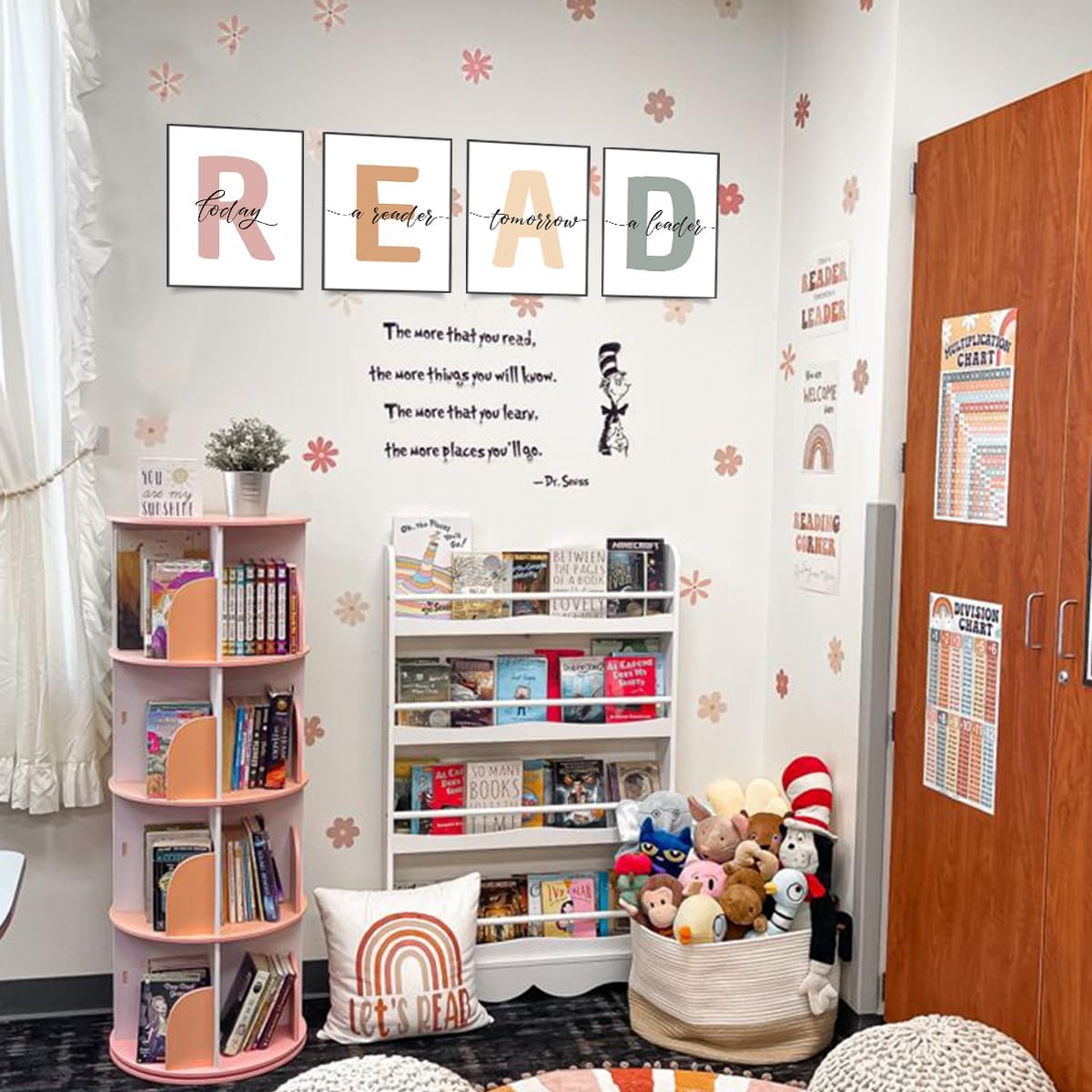 PLKMN Classroom Decor, Boho Classroom Must Haves Homeschool Decor Set of 4, Reading Nook Read Signs for Library Kindergarten 8x10 (Unframed)
