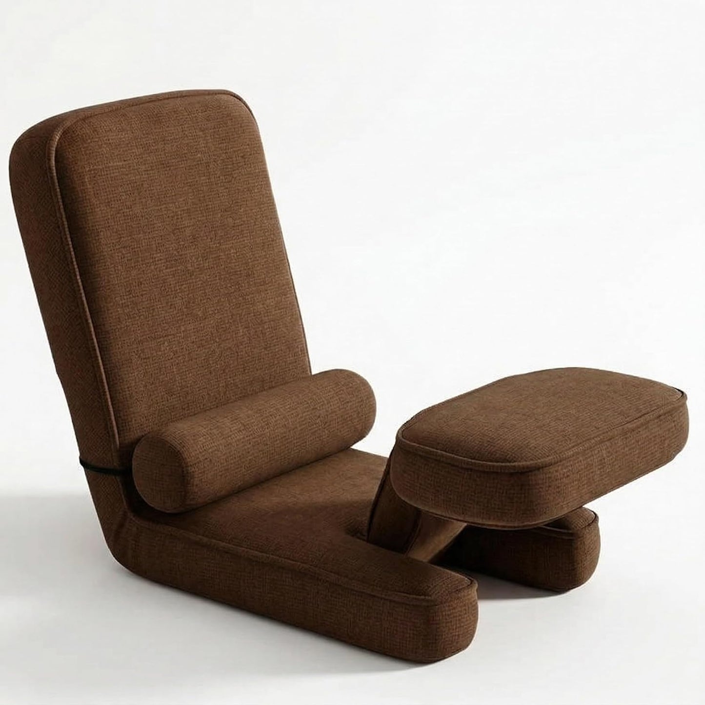 Ergonomic Small Sofa Chair, Tatami Bed, Adjustable backrest Chair, Lazy Sofa, Bedroom Computer Chair, Folding Lounge Chair (Coffee Brown)