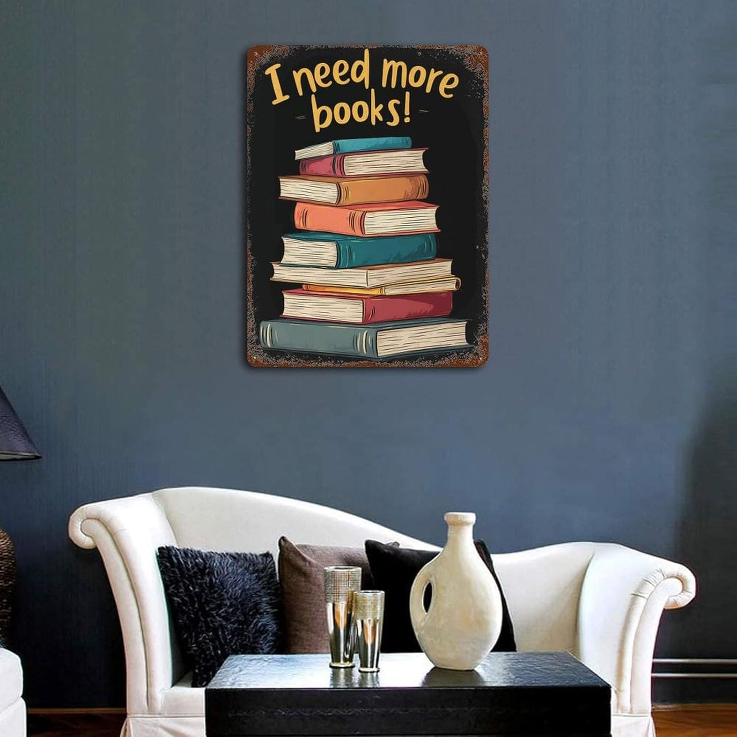 Reading Lover I Need More Books Personalized Tin Signs Metal Poster Wall Art Retro Bar Pub Garage Home Decor