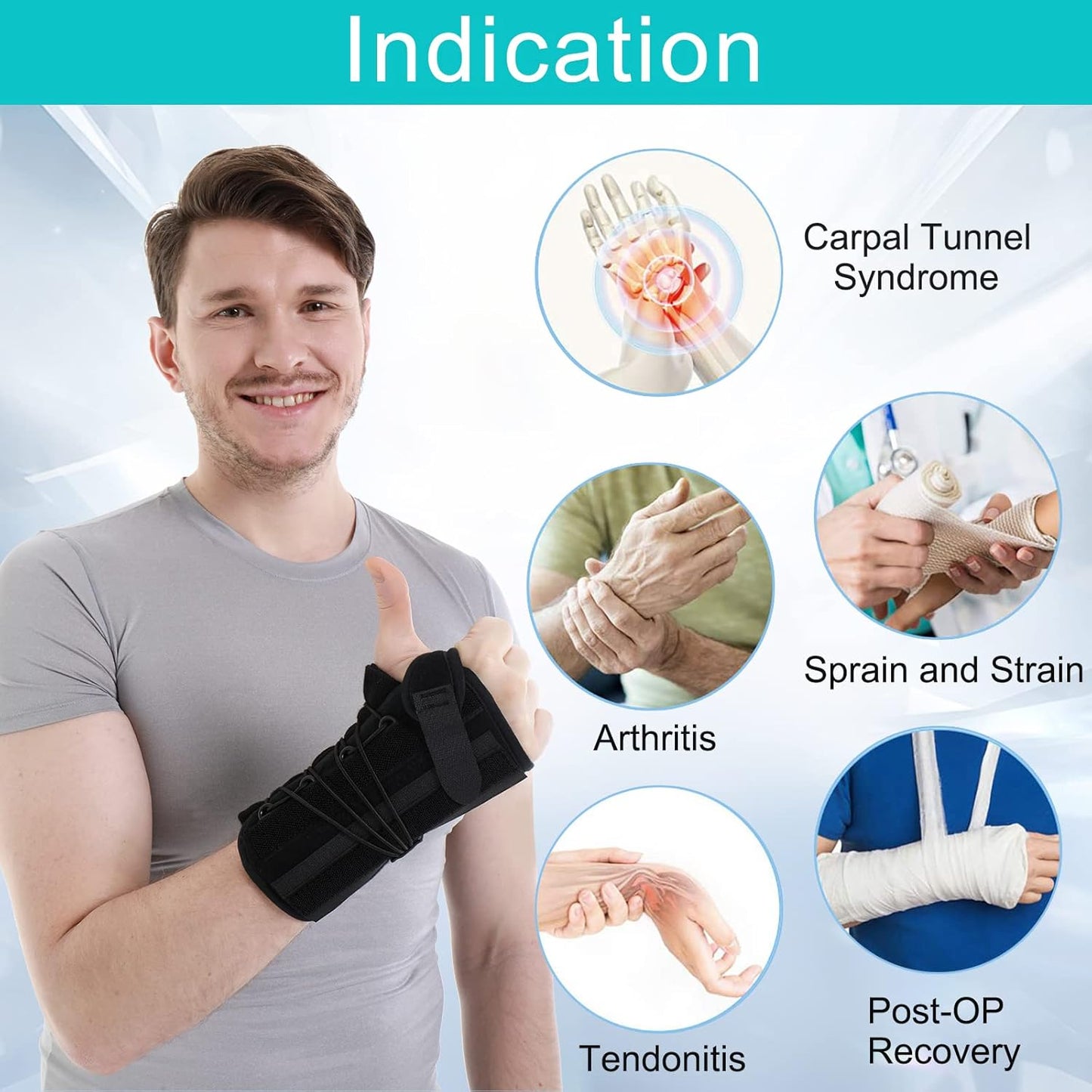 bestlife Unisex Universal Wrist Lacer Wrist Brace for Carpal Tunnel Syndrome & De Quervain’s Syndrome,Adjustable Night Wrist Support Brace with Splints Right Hand For Women & Men,Great for Wrist Pain,Sprain,Sports Injuries,Joint Instability,Arthritis,Wris