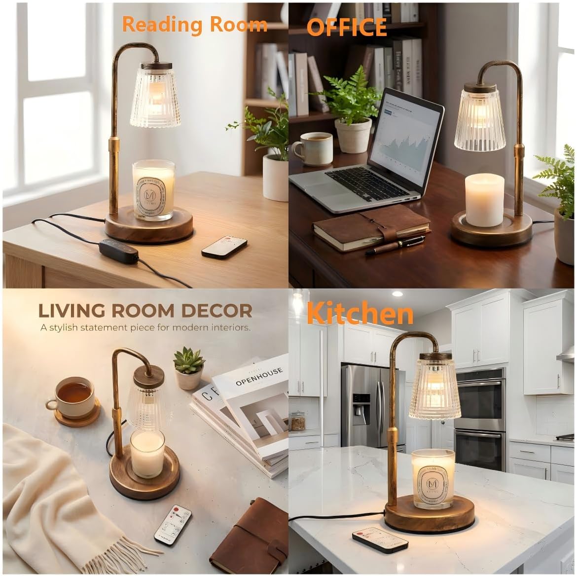 Candle Warmer Lamp with Timer & Dimmable,Wireless Remote Control Candle Warmer, Height Adjustable Wax Warmer Lamp for Jar Candles,Gifts for Women/Mom,Modern Home Decor. (Bronze)