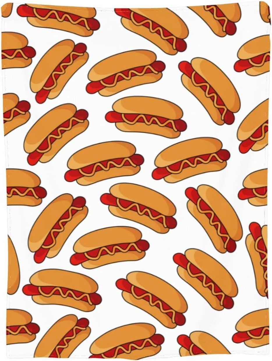 Hot Dog Food Throw Blanket Super Soft Warm Bed Blankets for Couch Bedroom Sofa Office Car, All Season Cozy Flannel Plush Blanket for Girls Boys Adults, 60"X50"