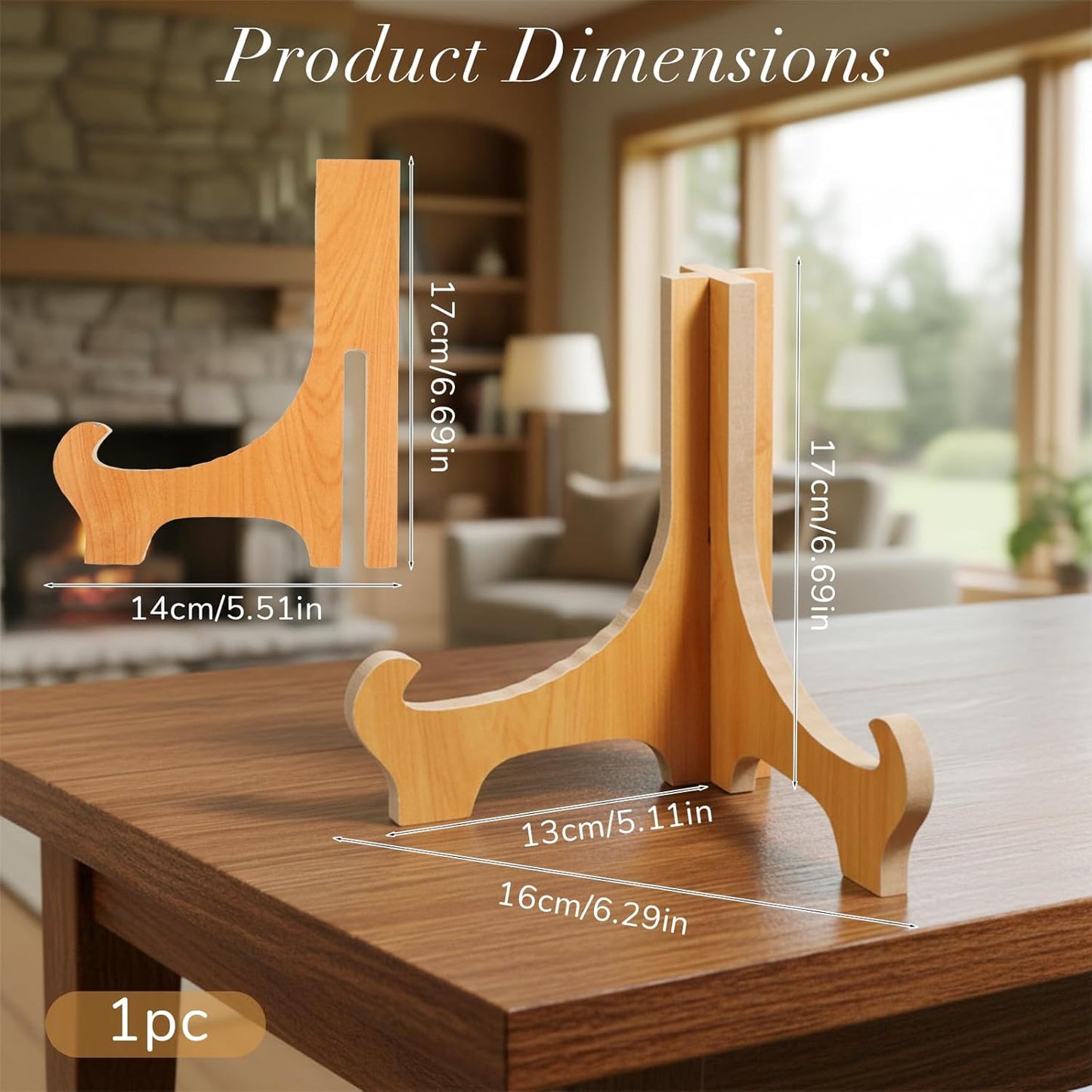 Plate Stand for Display, 6 Inch Wooden Plate Holders for Displaying Folding Picture Frame Holder Tabletop Saucer Rack Bamboo Decorative Table Top Easels for Tables Platter Dish Book Photo and Plaque