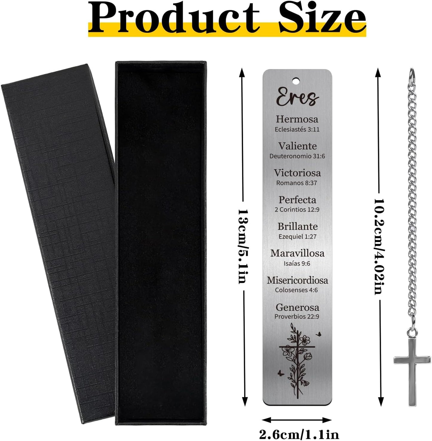 Spanish Christian Bookmark Gifts - Bible Verse Metal Book Marks Religious Biblical Inspirational Page Marker for Reading Women Men Prayer School Birthday Baptism First Communion Graduation