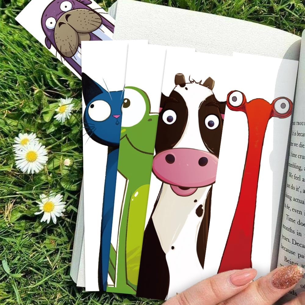 30PCS Funny Animals Bookmarks Cartoon Cow Bird Frog Page Markers for Bookish, Creative Book Read Paper Holder Cards, Birthday Gifts for Book Reader Lovers Rewards Library Bulk Supplies for Teachers