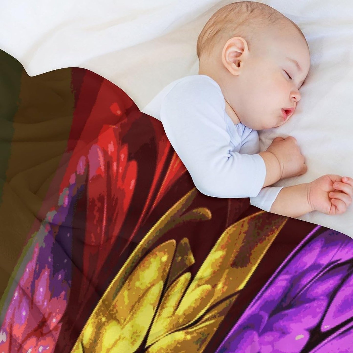 Rainbow Butterfly Blanket Super Soft Lightweight Throw Blanket Cute Cozy Warm Bed Blanket Decorative Fuzzy Blanket All-Season Home Decor Gift for Sofa Couch Living Room 50"*60"（130 * 150cm）