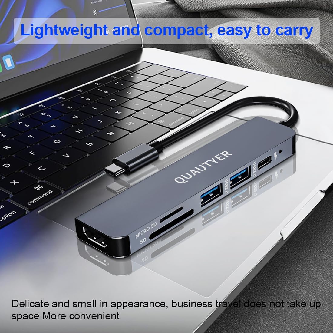 USB C Hub Multiport Adapter Dongle for MacBook Air 6 in 1 USB C to HDMI Multiport Adapter with 4K HDMI, 100W PD, USB 3.0, SD/TF Card Reader MacBook hdmi Adapter for MacBook Air/Pro, iPad, Dell XPS