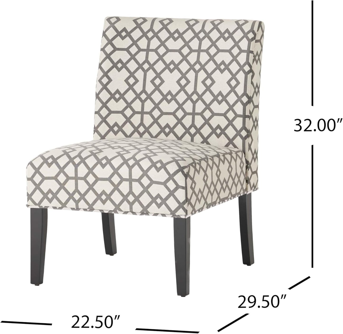 Christopher Knight Home Kassi Fabric Accent Chair, Grey Geometric Patterned