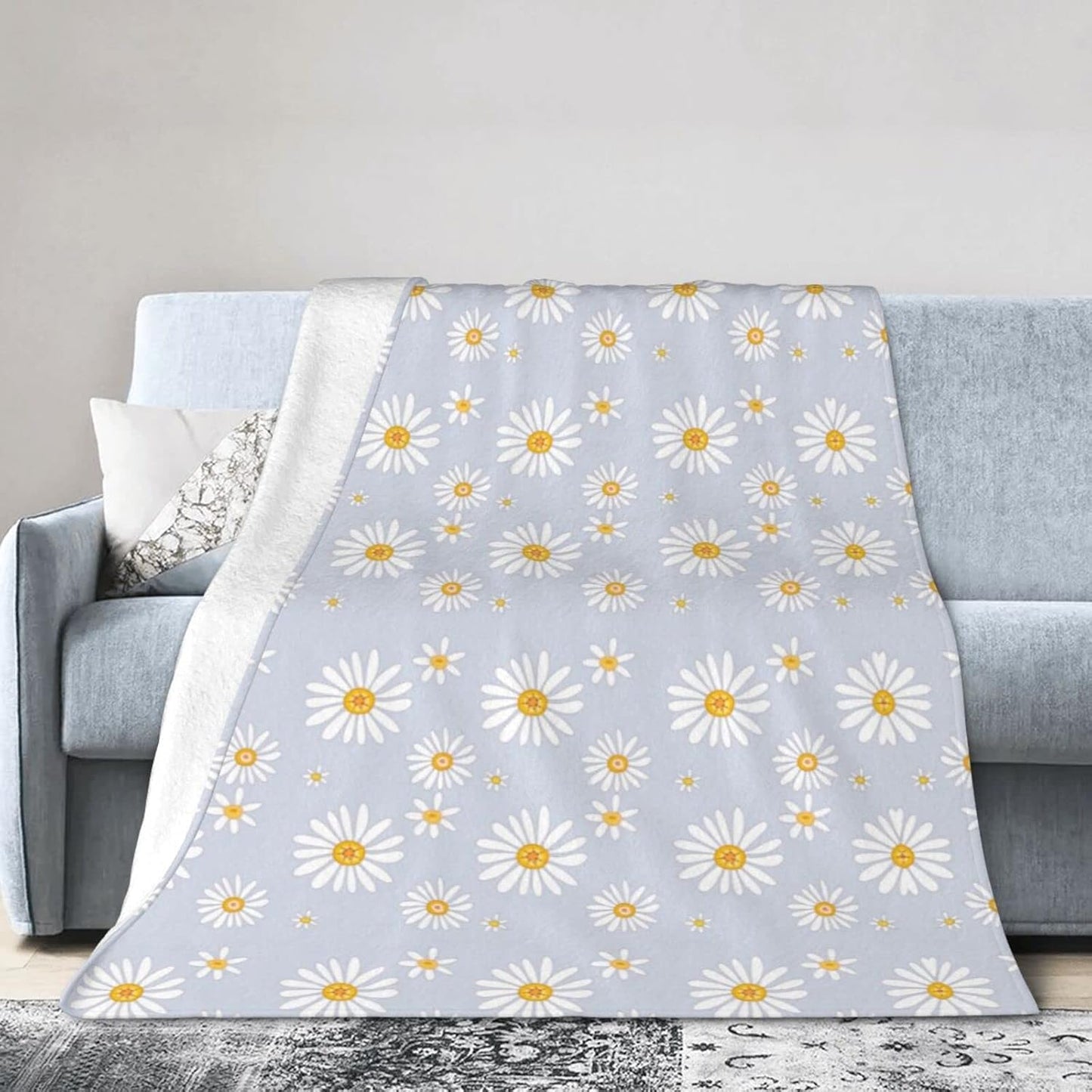 Little Daisy Flowers Fleece Throw Blanket Ultra Soft Cozy Decorative Flannel Blanket for Home Bed Couch Chair Travel 80x60in