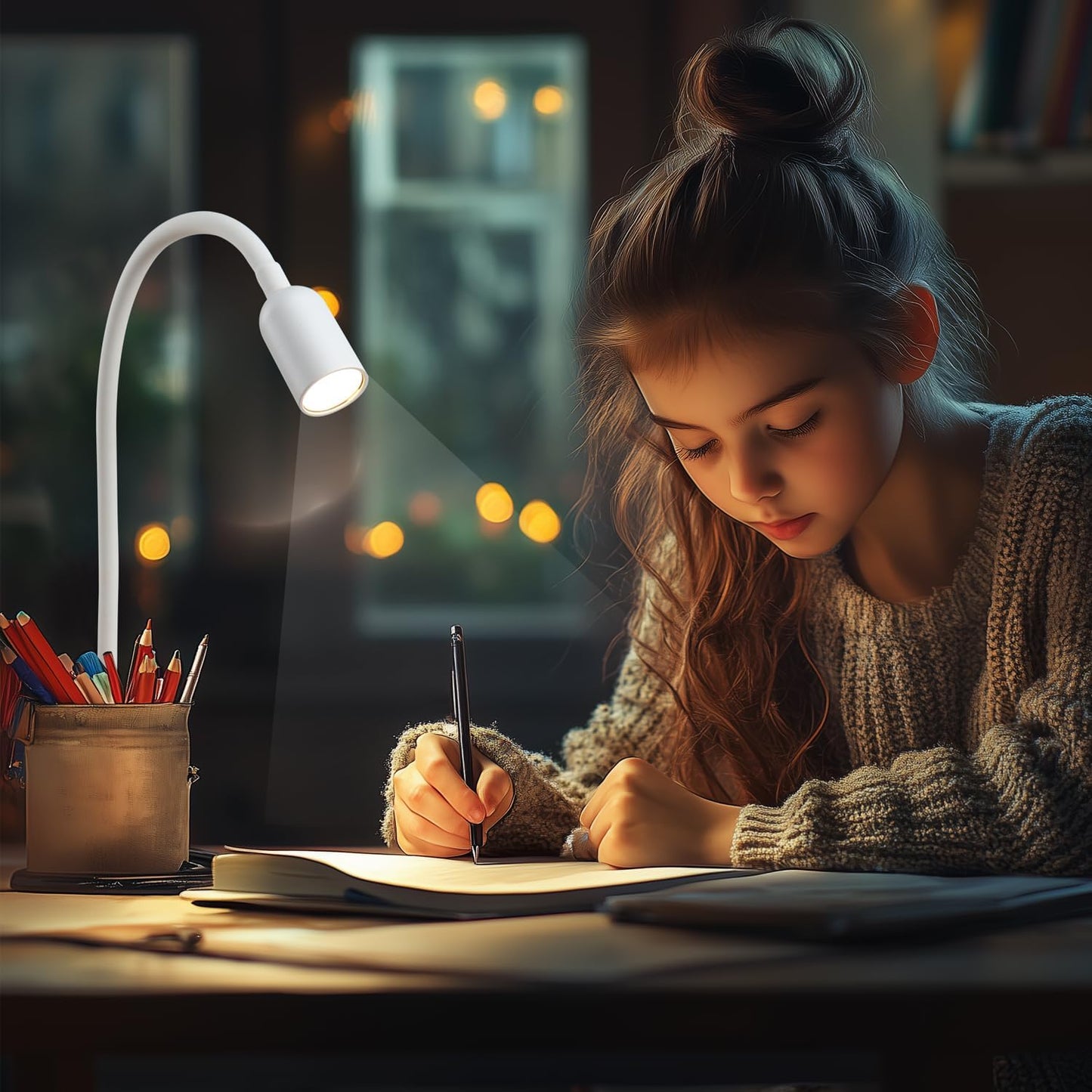 LED Reading Lights for Bed Headboard, Clip on Spotlight Lamp for Desk, Dorm Bed, Dimmable USB Clamp Book Light with Flexible Gooseneck, Change Color Temperature 3000/4000/6000K