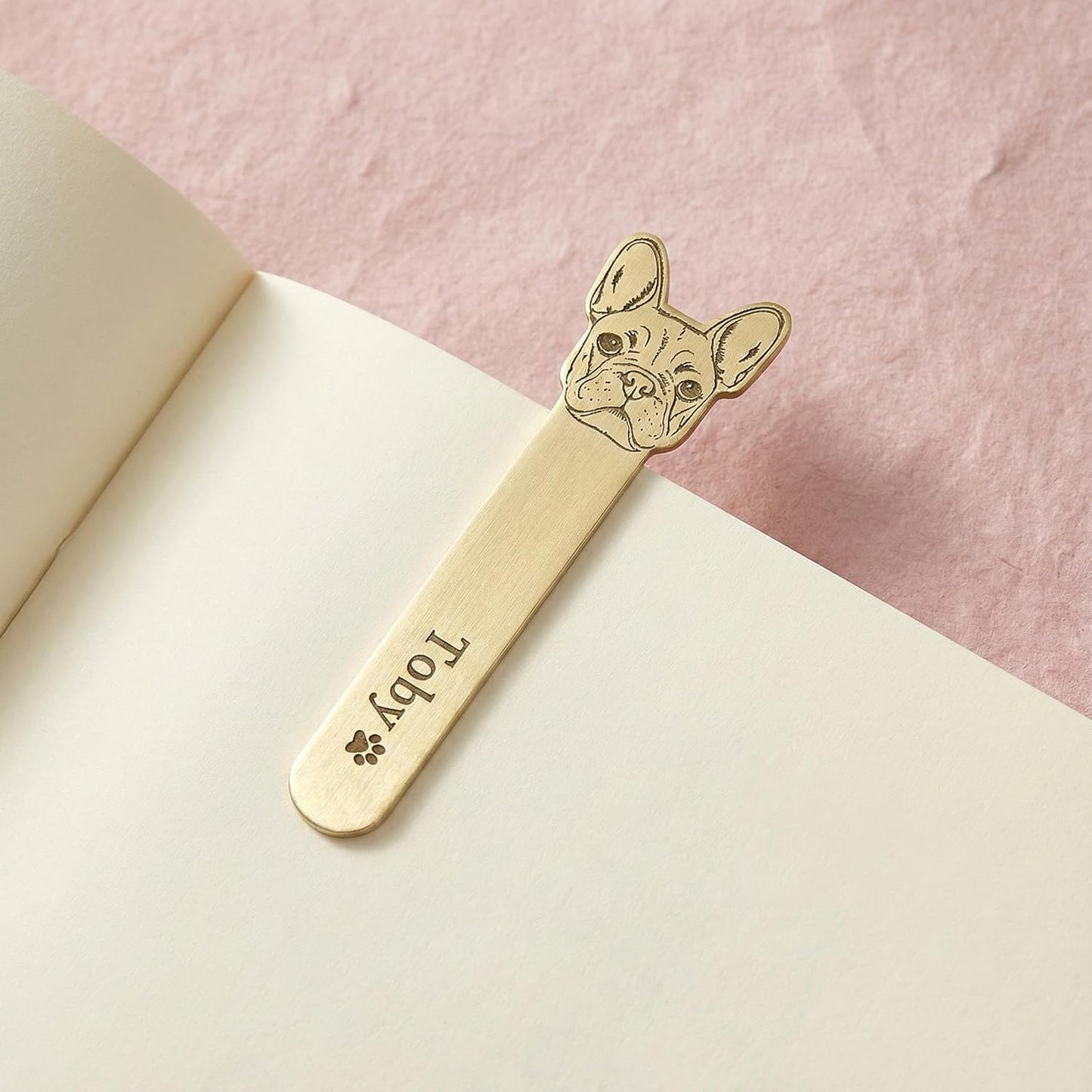 MignonandMignon Personalized Pet Face Bookmark Custom Name Engraved Metal Cat Dog Bookmark Cute Christmas Gift for Pet Lover - BM-AP-EG
