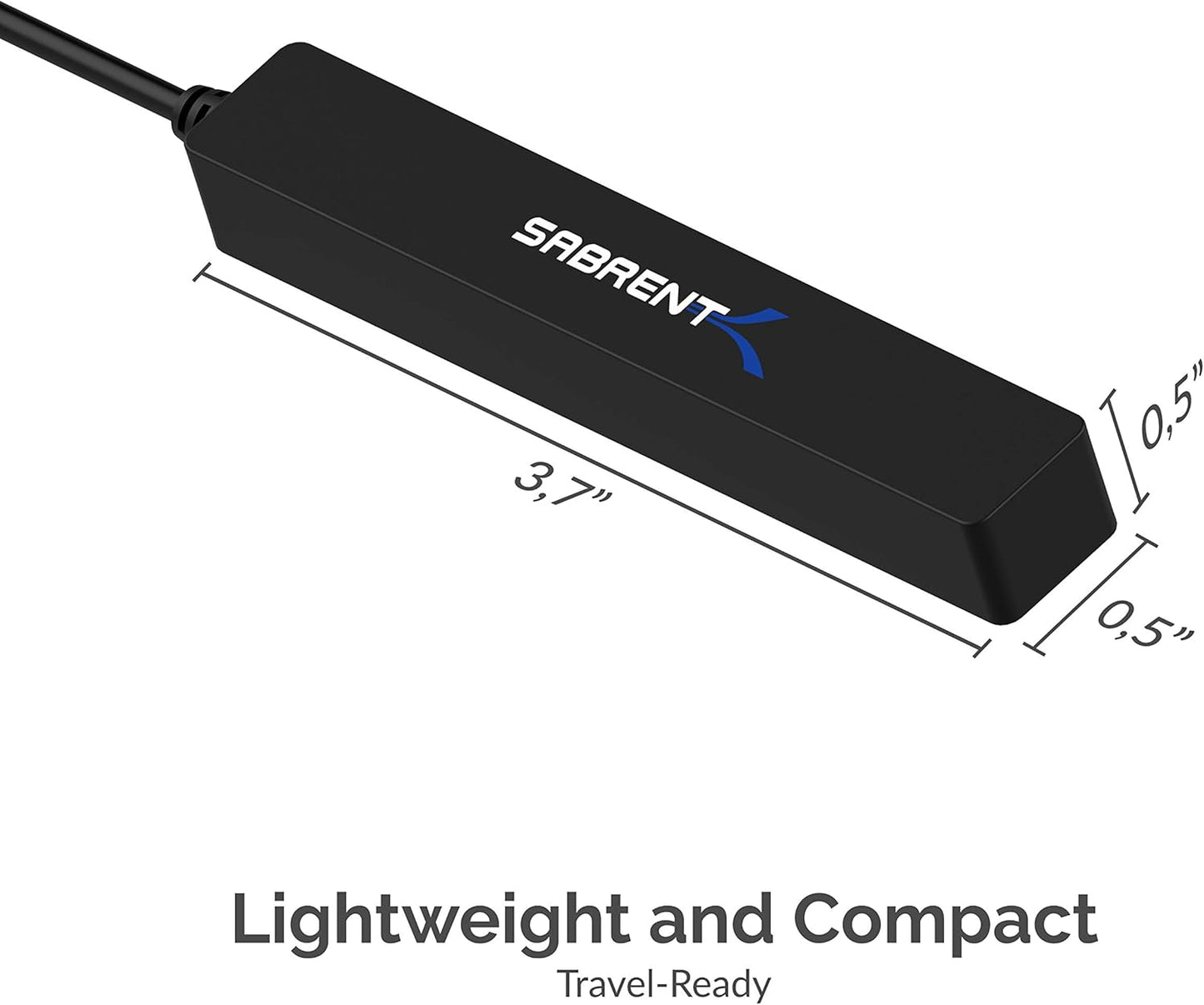 SABRENT 4 Port Portable USB 2.0 Hub (9.5" Cable) for Ultra Book, MacBook Air, Windows 8 Tablet PC (HB-MCRM)