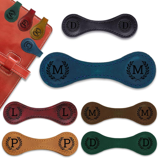 Personalized Magnetic Leather Bookmark - 26 Letters Vintage Engraved Book Marks,Custom Bookmark with Initial,Bookmarks for Women,Reading,Book Lovers (Blue, M)