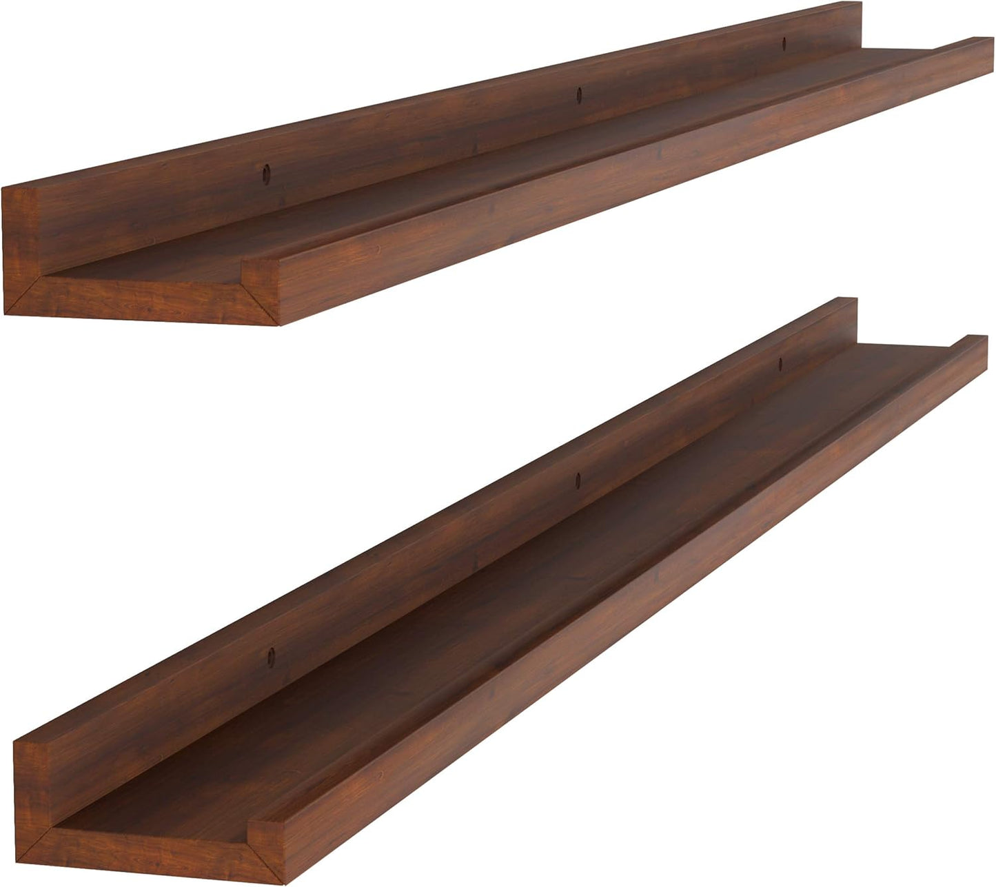 Wallniture Denver 48" Long Floating Shelves for Wall, Narrow Picture Ledge Shelf Set of 2, Floating Shelf Unit, Wall Shelves Walnut Color