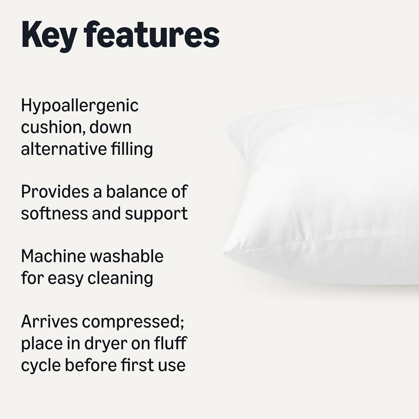 Amazon Basics Long Body Pillow for All Position Sleepers, 20 x 54 inches, Supportive, 1 Pack