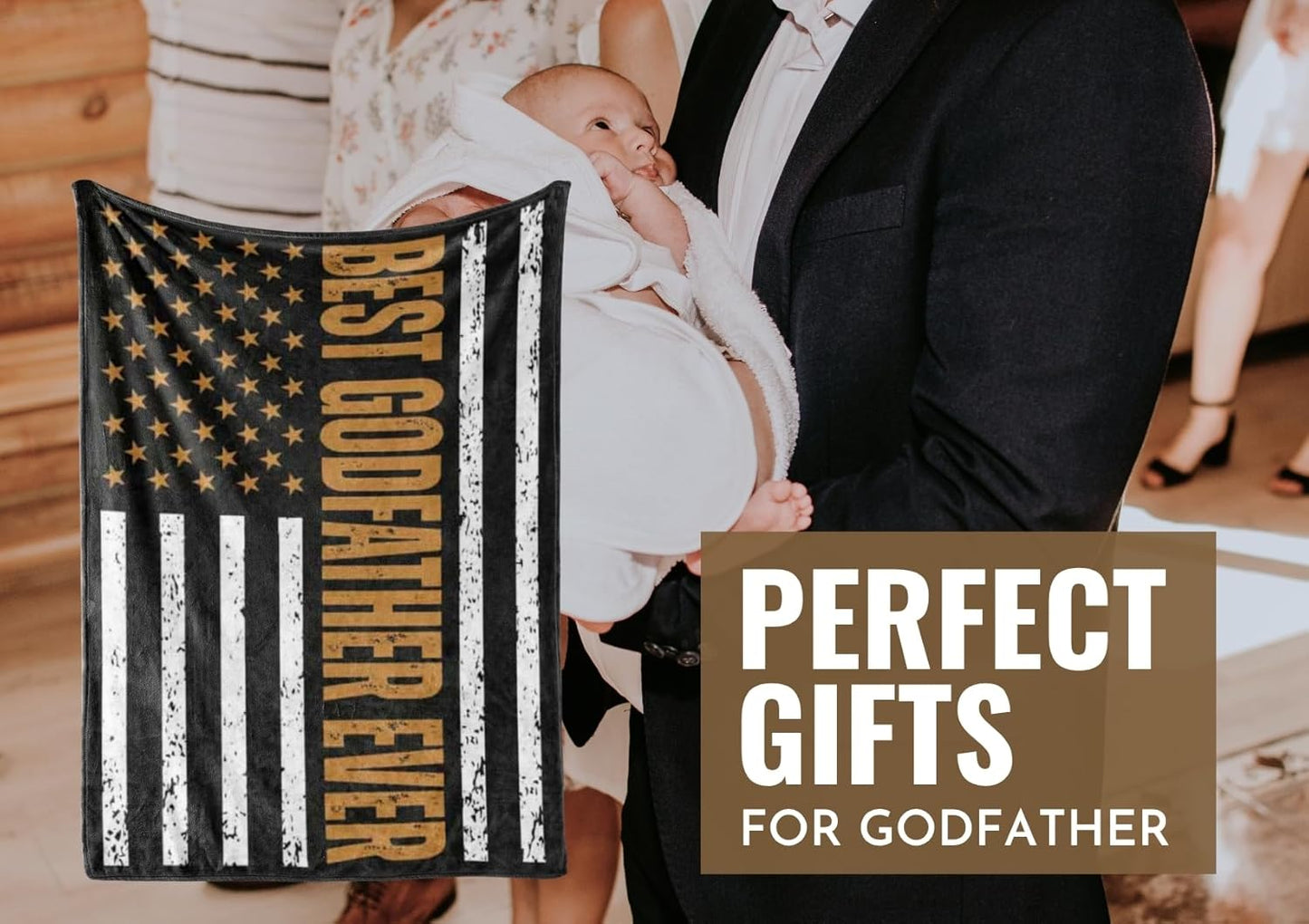 InnoBeta Godfather Gift from Godson, Throw Blanket - USA Flag (50 x 65 inches)