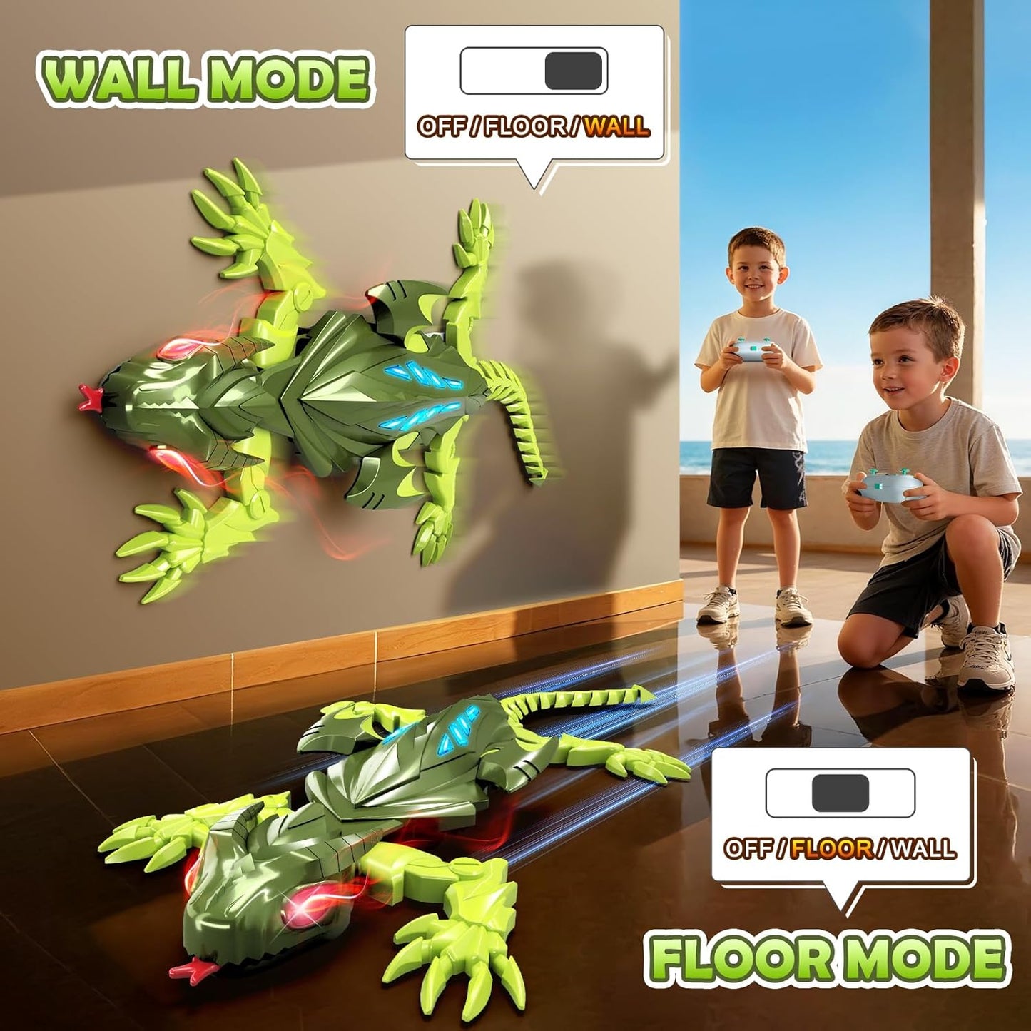 Wall Climbing Gecko Lizard, Kids Toys Remote Control Car, Rechargeable Wall Crawler Gecko Robot, Cool Prank Birthday Xmas for Grandkids Girls Kids Toys for Boys Ages 6 7 8 9 10