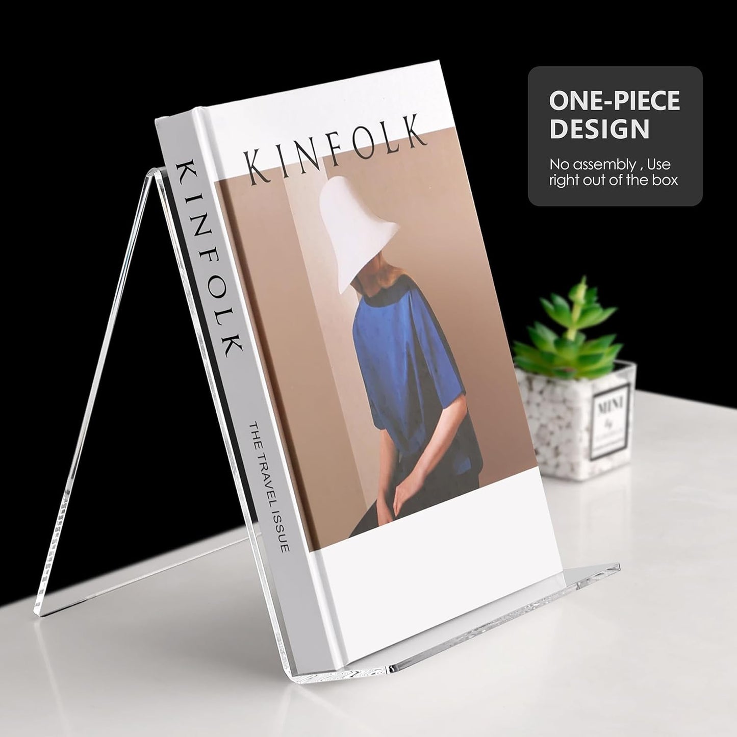 Acrylic Easel Book Stand, 7.9'' x 9.4'' Clear Display Easel Holder for Books, Tablets, Phones, Albums, Magazines, CDs, Plate, Artworks,Photo (2 Pack)