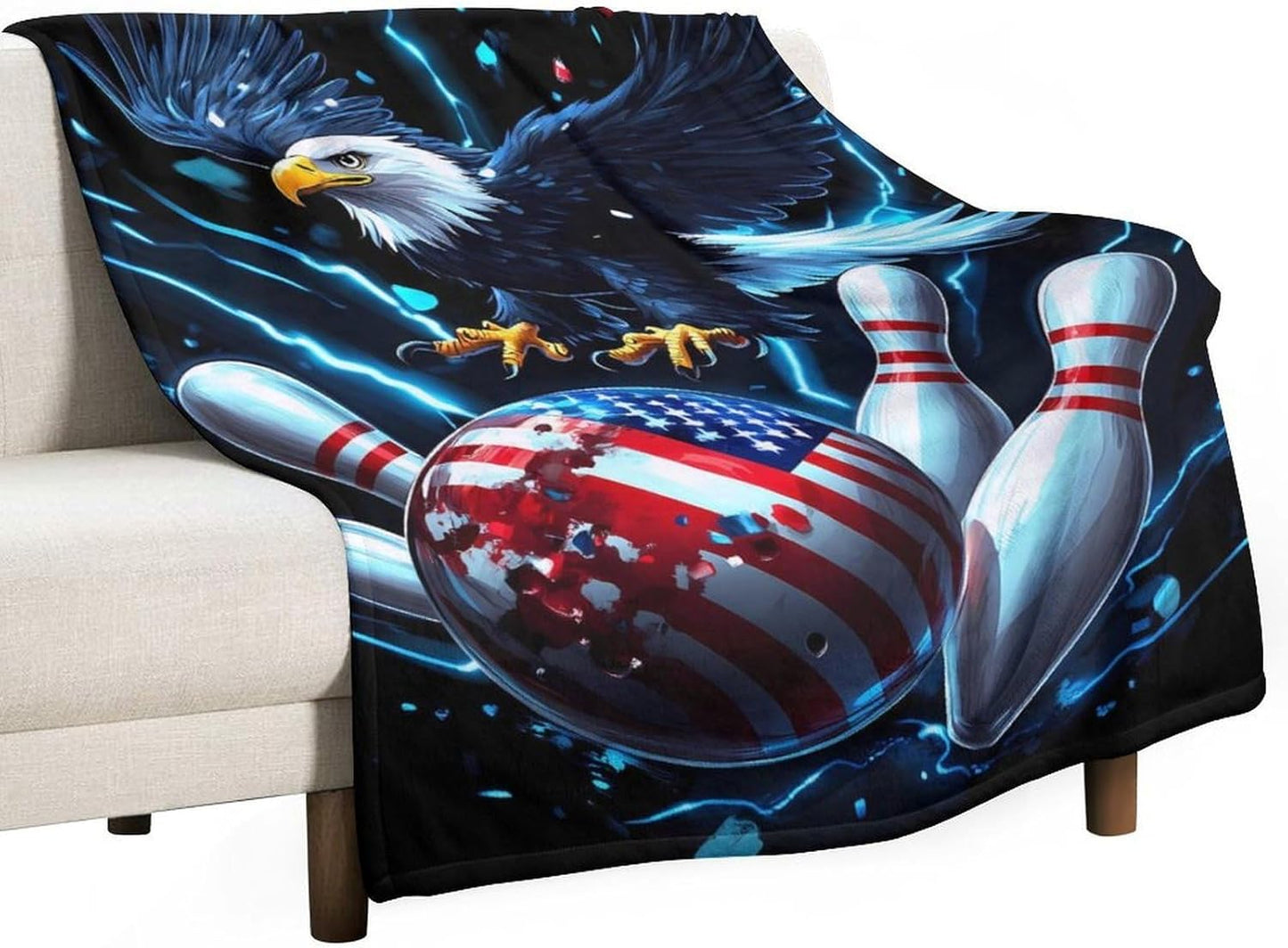 Bowling Animalseagles Throw Blanket for Couch Bed Plush Cozy Fuzzy Flannel Blanket for All Season 55"x70"