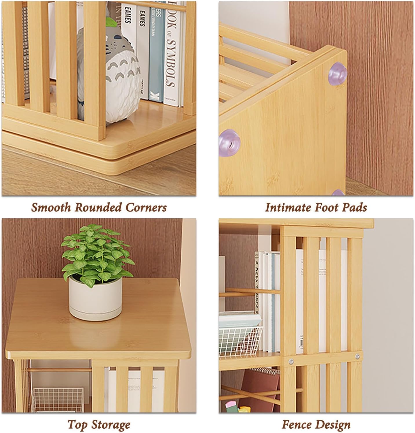 Bamboo Rotating Bookshelf Tower 360° Rotating Bookshelf For Space Saving 5/6 Tier Kids Bookshelf Small Corner Bookshelf Floor Standing Bookcase Storage Rack For Bedroom Living Room Kids Rooms(Brown,37