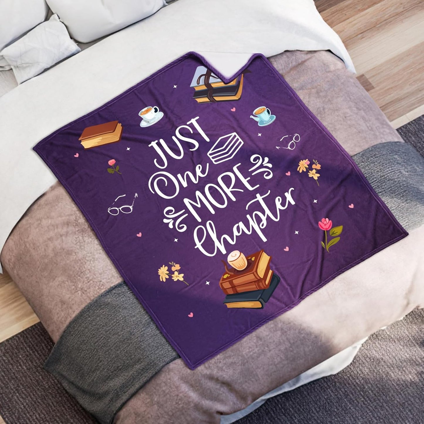 Book Lovers Gifts, Teacher Gifts for Women Men Book Lover Throw Blanket, Birthday Gift for Women, Librarian Birthday Gift for Friends 60" x50 (Purple)