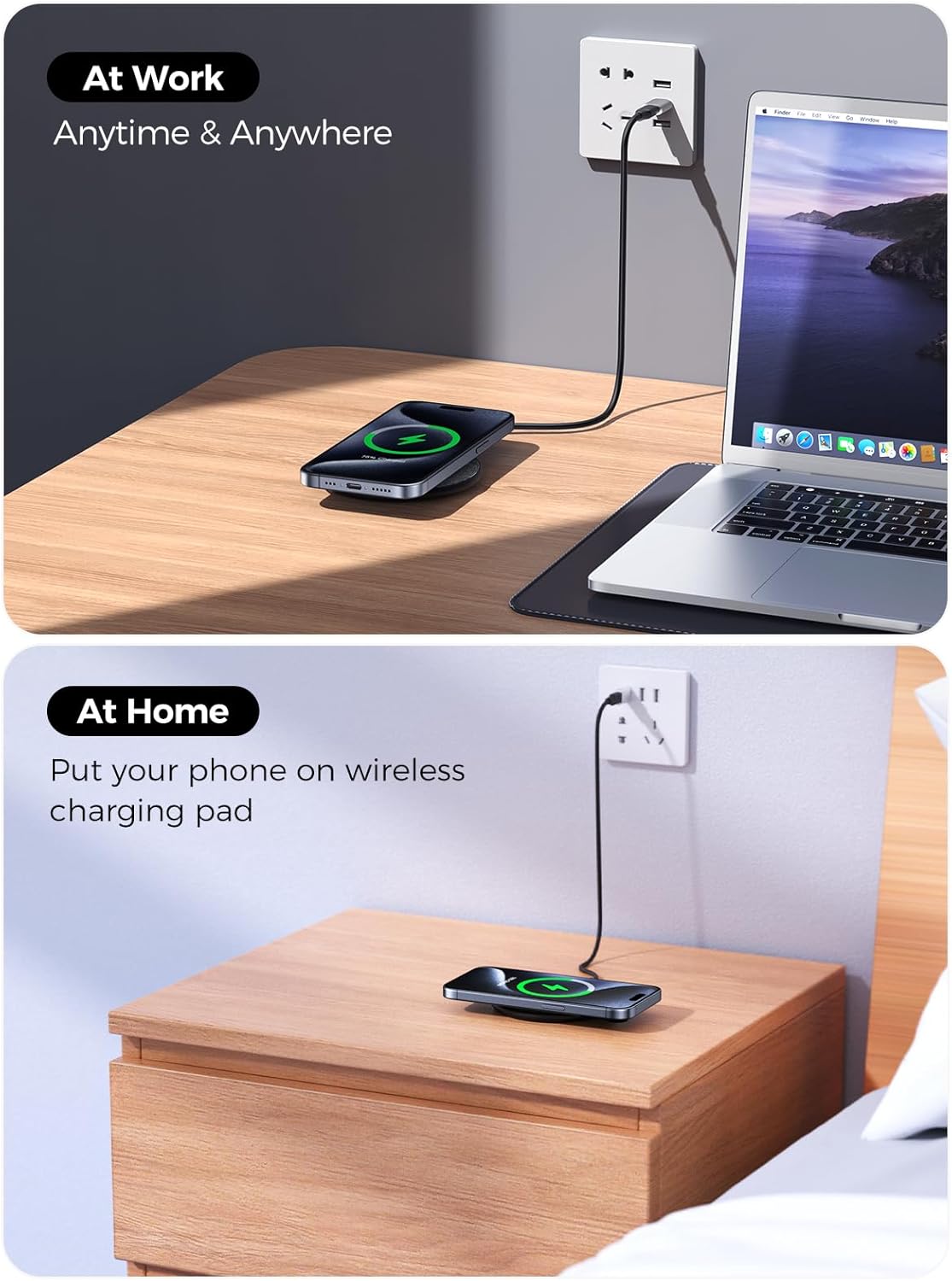 NewQ Wireless Charger, 15W Max Wireless Charging Pad for iPhone 17 16 15 14 13 12 11Mini/SE/Pro/Max/Plus, Samsung Galaxy S23/S22/S21/S20/S10/S9/S8/S7/Note20/10/9/8, Air Pods/Pro/Galaxy Buds/+, 2 Packs