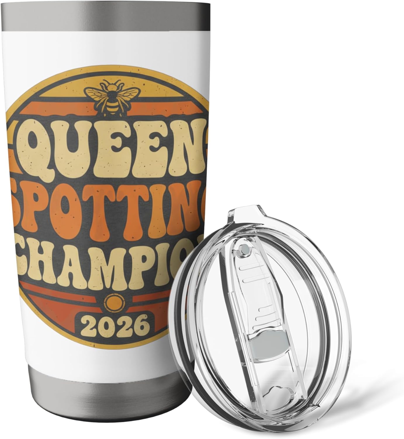 Queen Spotting Champion 2026 Retro Beekeeping Bee Badge Stainless Steel Insulated Tumbler