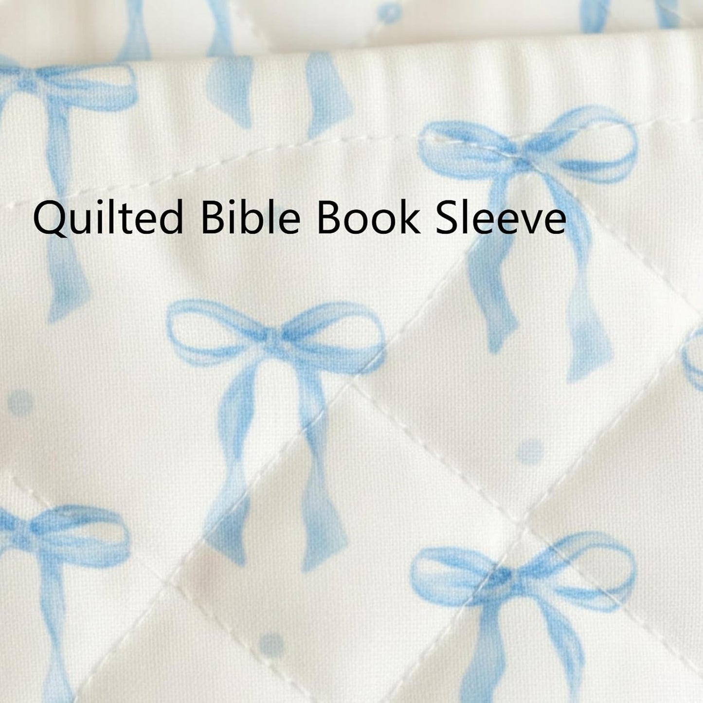 Blue Bow Bible Book Sleeve with Zipper 11" x 9" Padded Protector Washable Quilted Book Covers Printed Bible Pouch with Handle Pockets Protector for Books Lover Christian Gifts