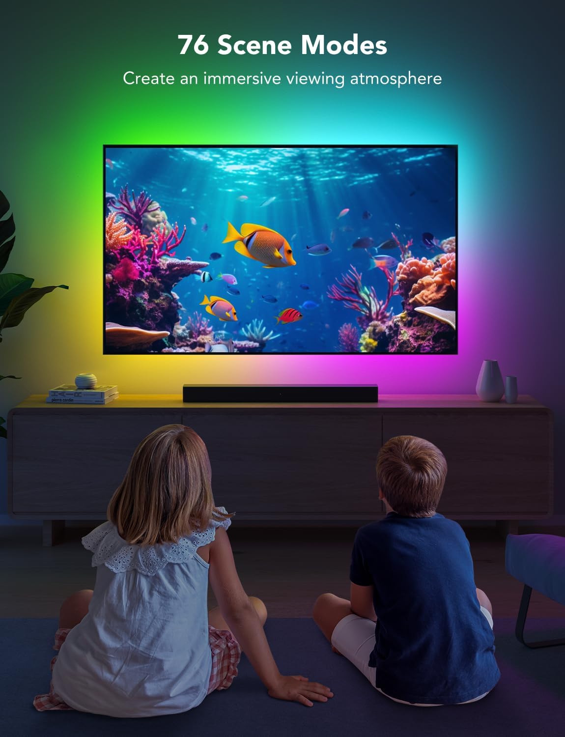 Govee TV LED Backlight Strip, RGBIC Smart LED Backlight for 40-50inch TVs, Music Sync, Wi-Fi Bluetooth & App Control, Works with Alexa & Google Assistant, 77 Scene Modes, Adapter
