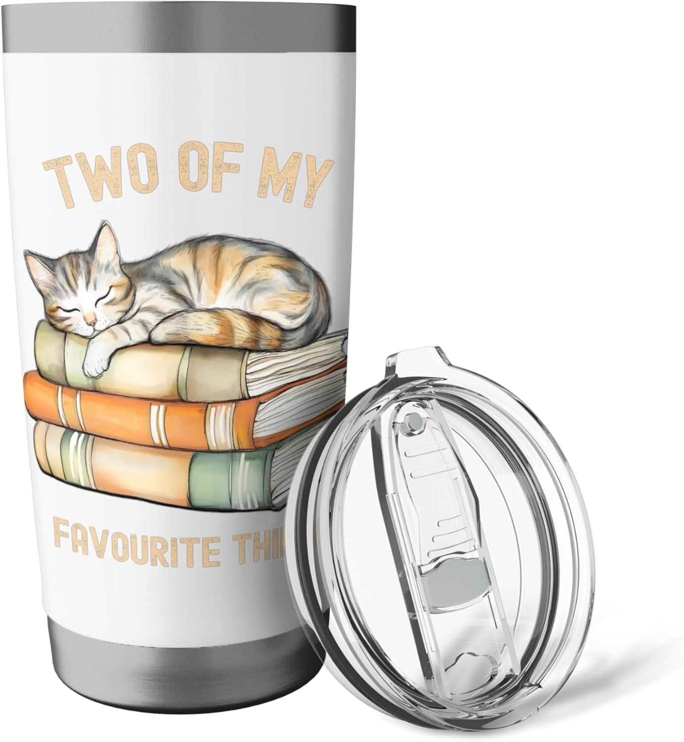 Cute Cat Book Reader Stainless Steel Insulated Tumbler