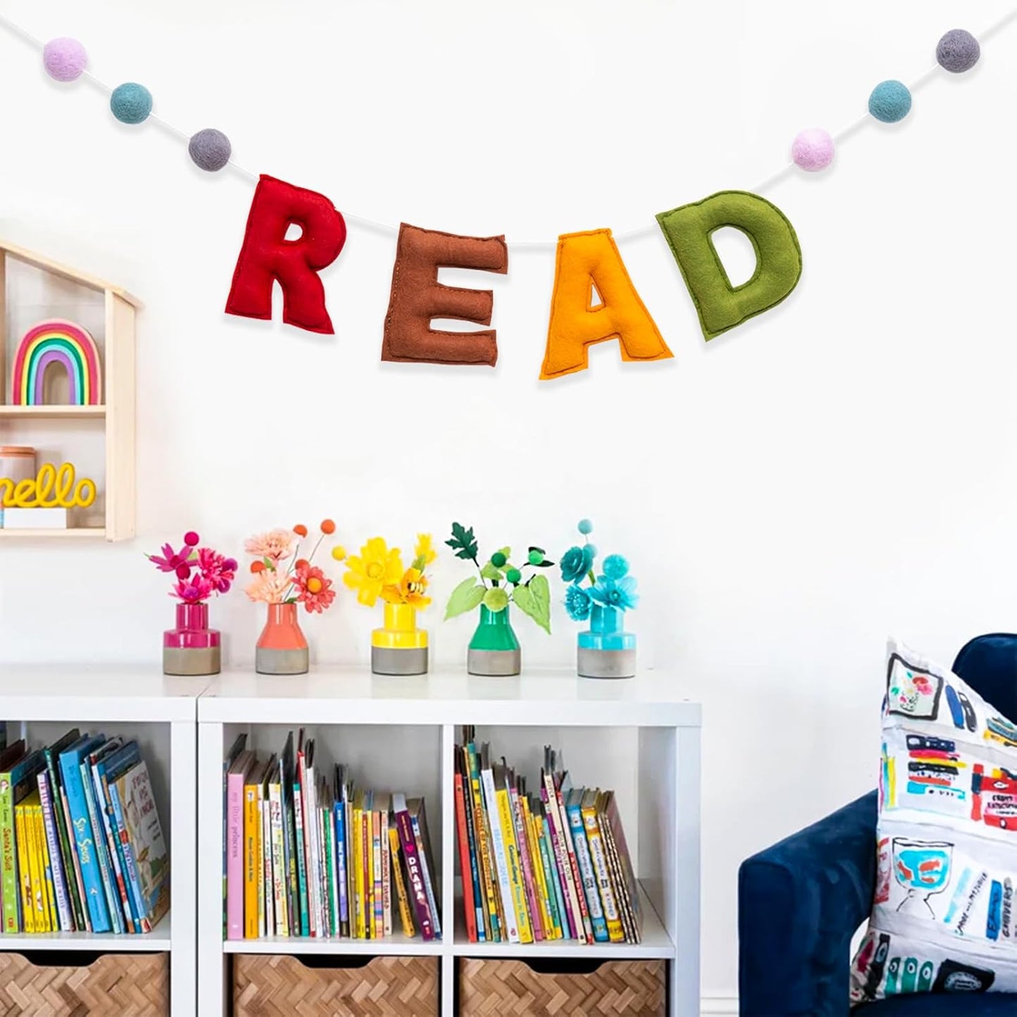 Read Sign - Boho READ Felt Garland Banner, Reading Corner Decor for classroom, Read Hanging Banner for Kids Reading Nook Wall Art Nursery Decor, Read Signs for Classroom Library Family Playroom Decor