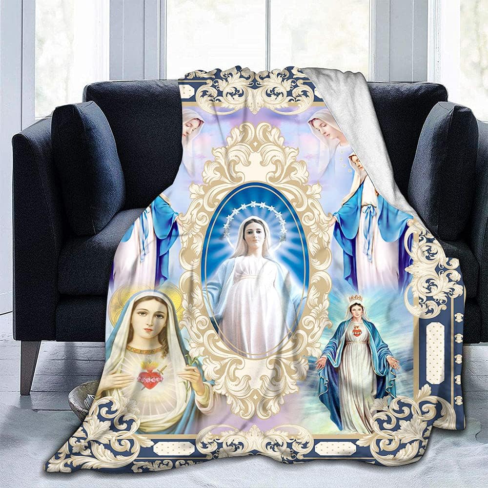 Ultra Soft Virgin Mary Blanket Microfiber Our Lady of Guadalupe Throw Blanket Warm Cozy Flannel Prayer Christian Blankets for Women Religious Catholic Gifts for Women Man 40'' x 50'' (Virgen Maria 01)