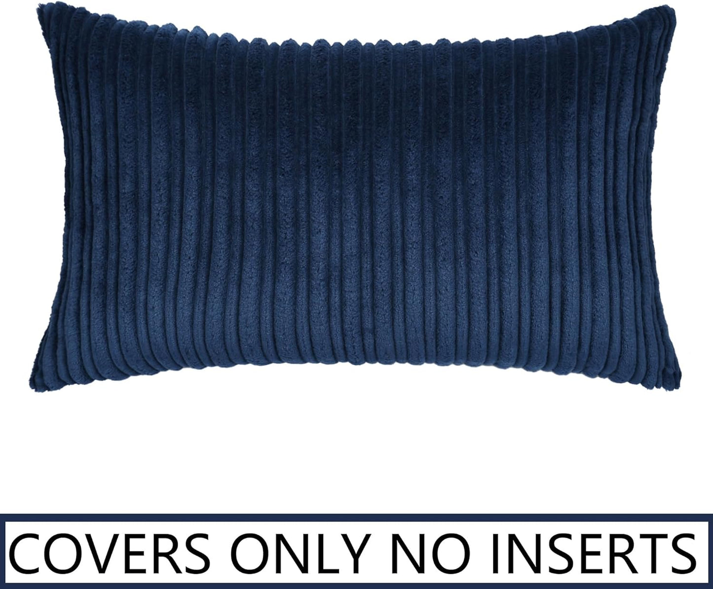 UGASA 12x24 Inch Pillow Cover Pack of 1 Soft Boho Stripe Corduroy Long Rectangle Lumbar Cushion Case Farmhouse Decorative Throw Pilowcase for Bed, Couch, Sofa, Bedroom, Living Room, Navy Blue