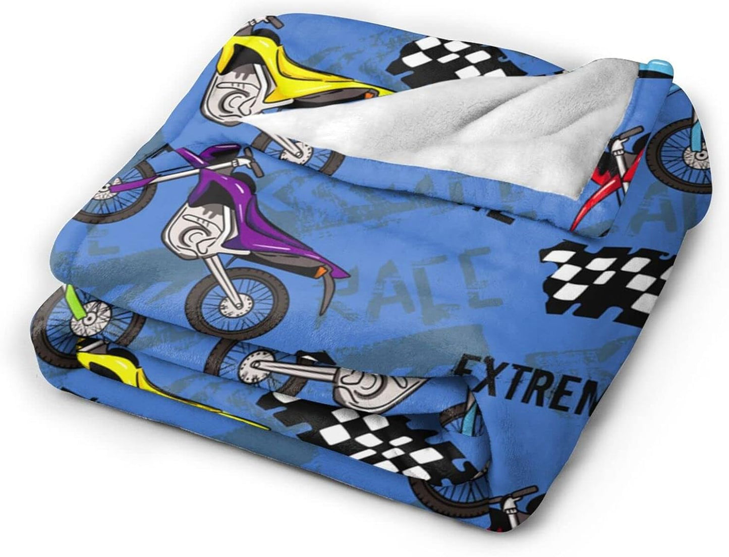 Cool Motorcycle Throw Blanket Car Soft Warm Bedding Bed Blankets Boys Teen Gifts for Couch Bedroom Sofa Office Car, All Season Cozy Flannel Plush Blanket for Kids Adults, 60"X50"