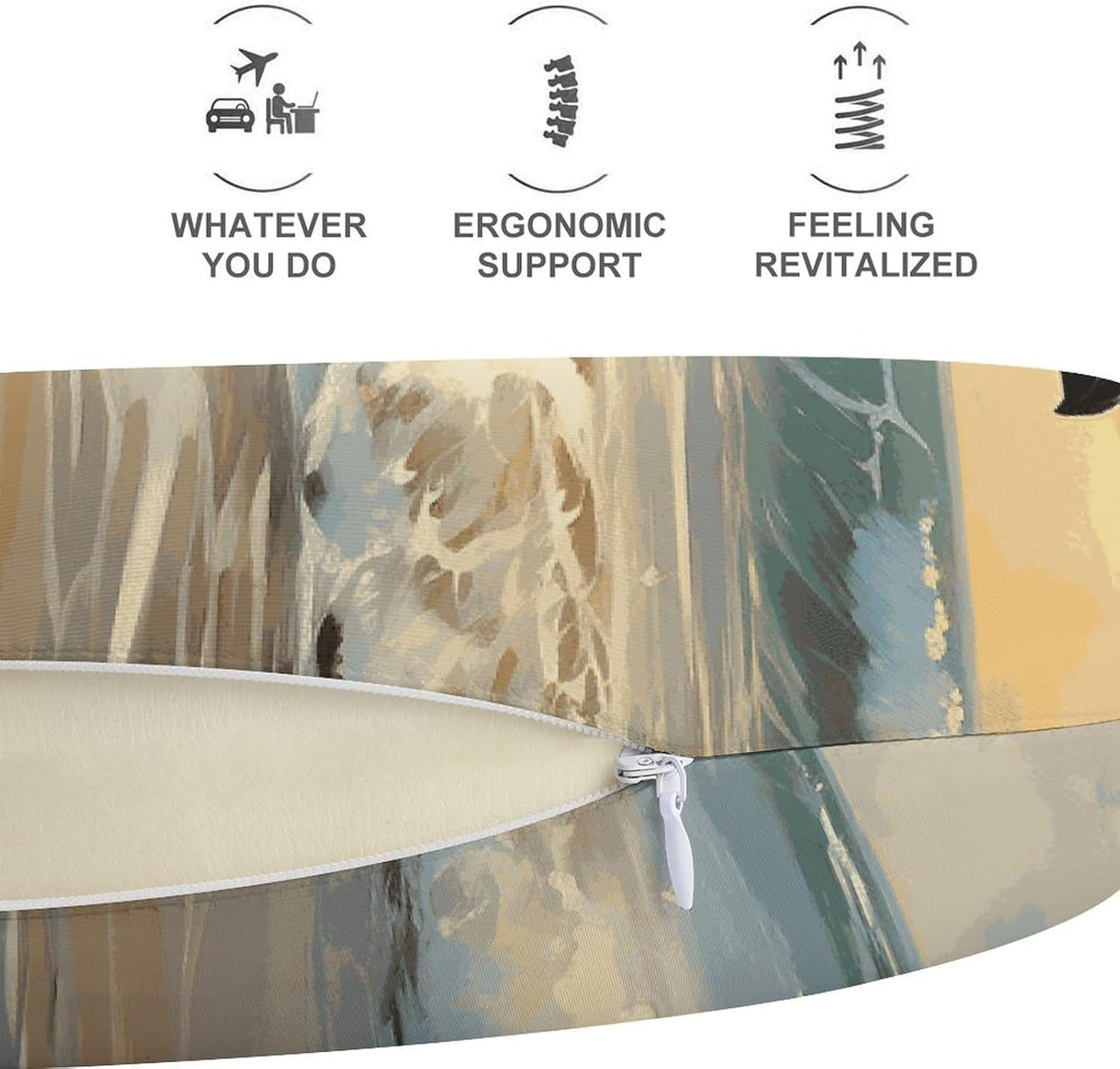 Painting of A Seagull Neck Pillow Memory Foam U Shaped Pillows Portable Pillows for Shoulder Travel Head Support Pillow with Concealed Zipper for Airplane Car Home Office