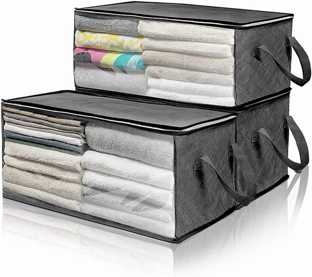 Home Storage Bags Quilt Non-Woven Clothes Boxes with Lids Closet(Blue)