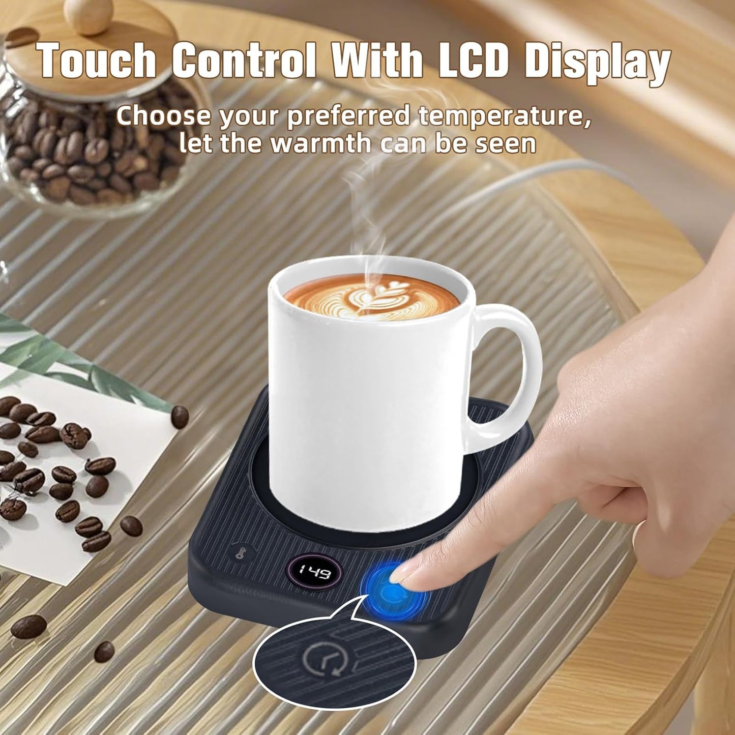 Mug Warmer, Coffee Warmer for Desk, Auto Shut-Off Candle Warmer Plate for Office, Home and Travel with 3 Temperature and 1-3 Hour Timer Setting (Black)