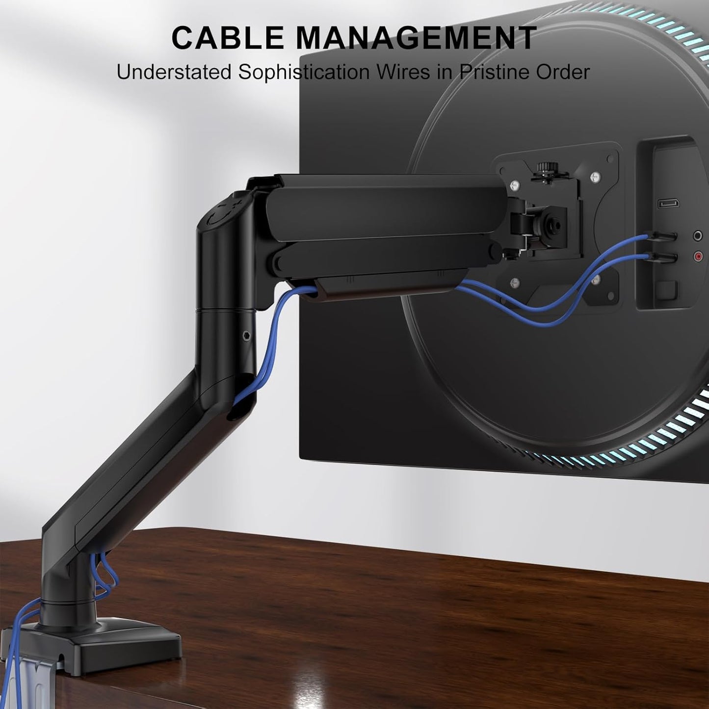 WALI Single Monitor Mount for 13-34 inch Screens, Adjustable Gas Spring Single Monitors Arm, Regular Screen up to 32 inch, 26.4lbs, Computer Monitor Stand for Desk, VESA 75/100mm (GSMP001N), Black