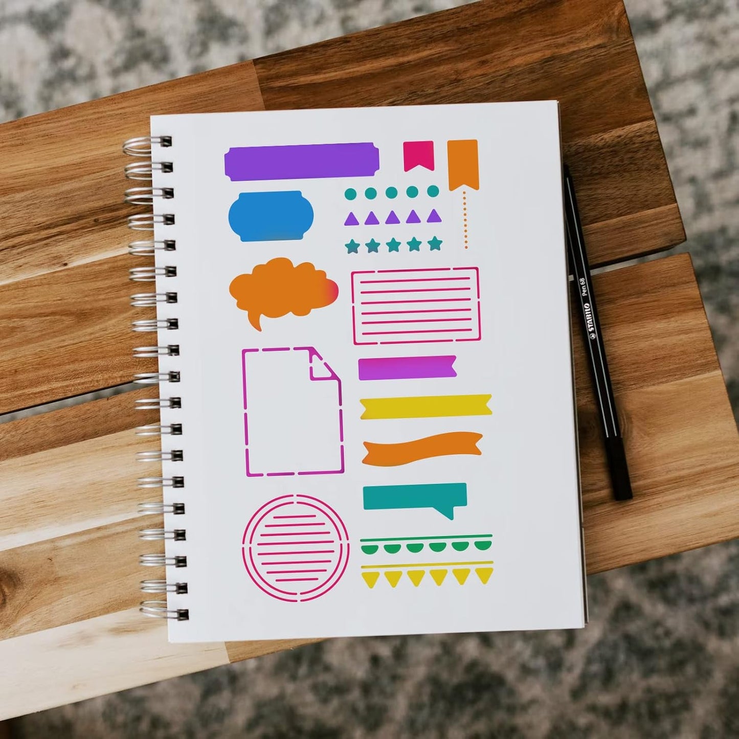 INFUNLY Metal Journal Stencils Bookmark Metal Templates Planner Stencils Reusable Metal Templates for Journaling Diary Wood Carving Drawings Woodburning Engraving Scrapbooking