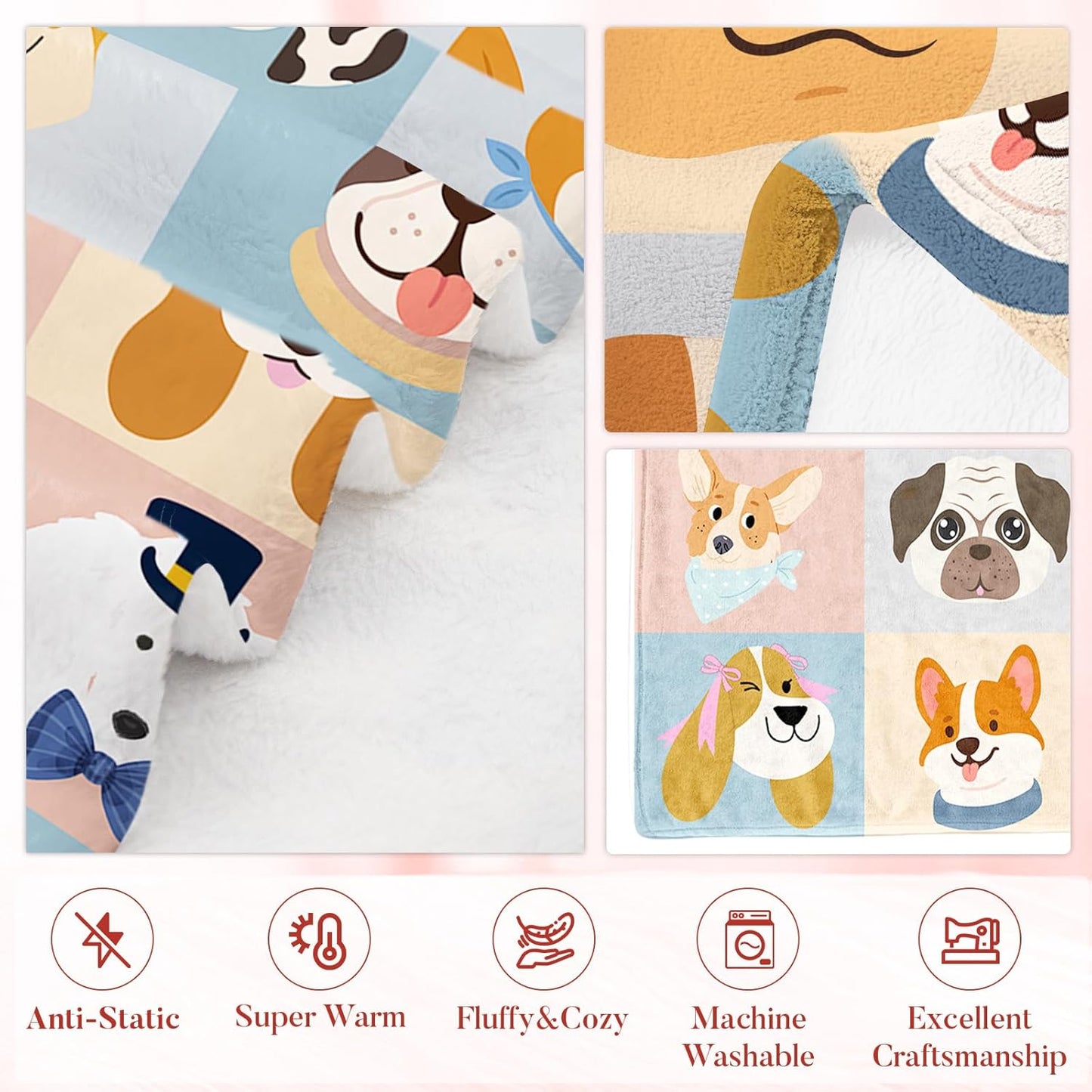 French Bulldog Blanket Gifts for Women Men, French Bulldog Blanket for Boy, Soft Frenchie Blankets for Dog Lovers Owners, Flannel Warm Blankets for Couch,Gifts for Christmas Thanksgiving 40x50 in