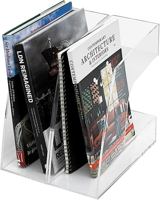 Mouchoi Magazine File Holder Transparent, Stylish Hollow Out Folder Holder, Acrylic File Folder Organizer, 2 Pack