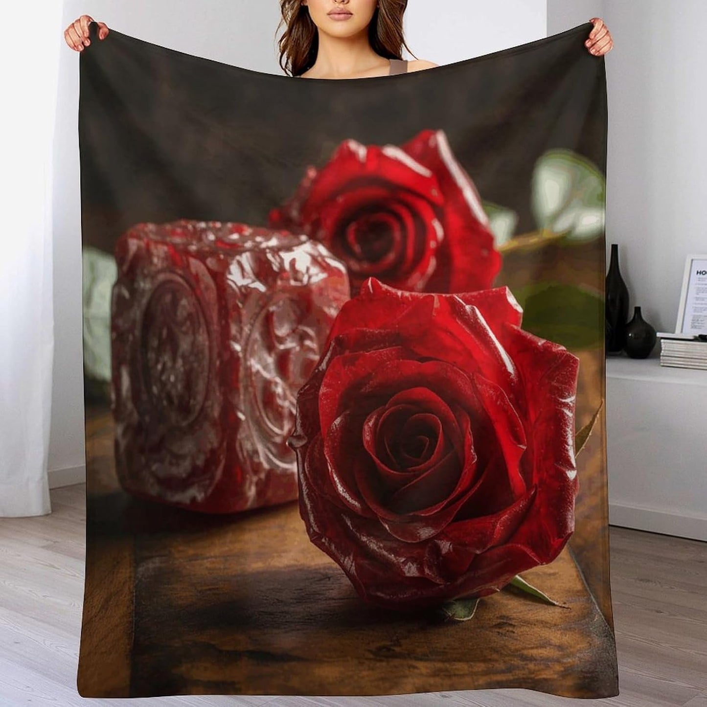 Flower Decorations Throw Blanket for Couch Super Soft Warm Lightweight Throw Blankets Cozy Flannel Bed Blanket Cute Decorative Blankets for All Seasons Home Decor Gift 60"*80"（150 * 200cm）