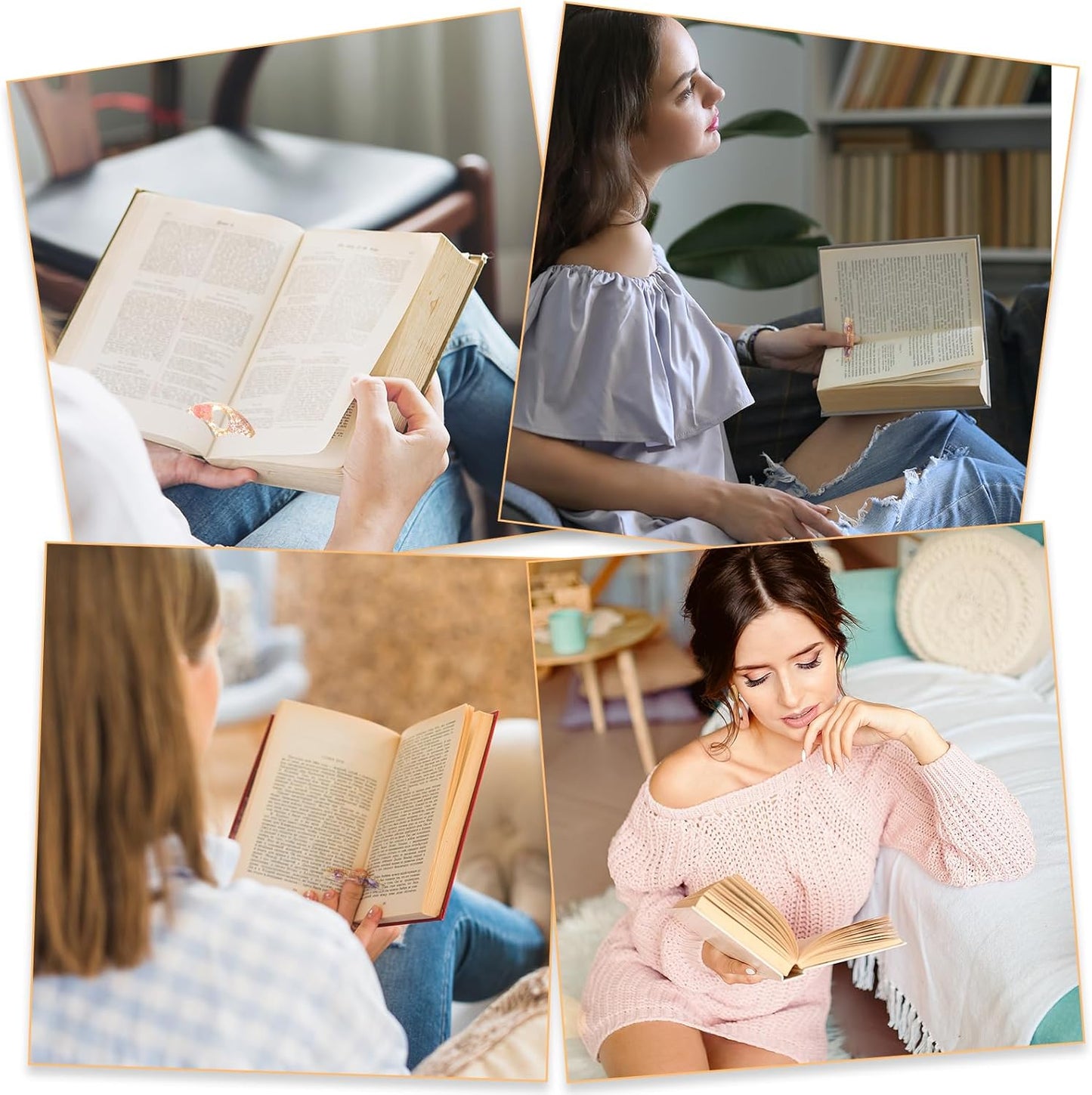 Resin Book Page Holder for Reading, 4 Pieces Transparent Dried Flower Resin Bookmarks Thumb Book Page Holder, Handmade Personalized Reading Book Accessories for Teacher, Student, Book Lovers