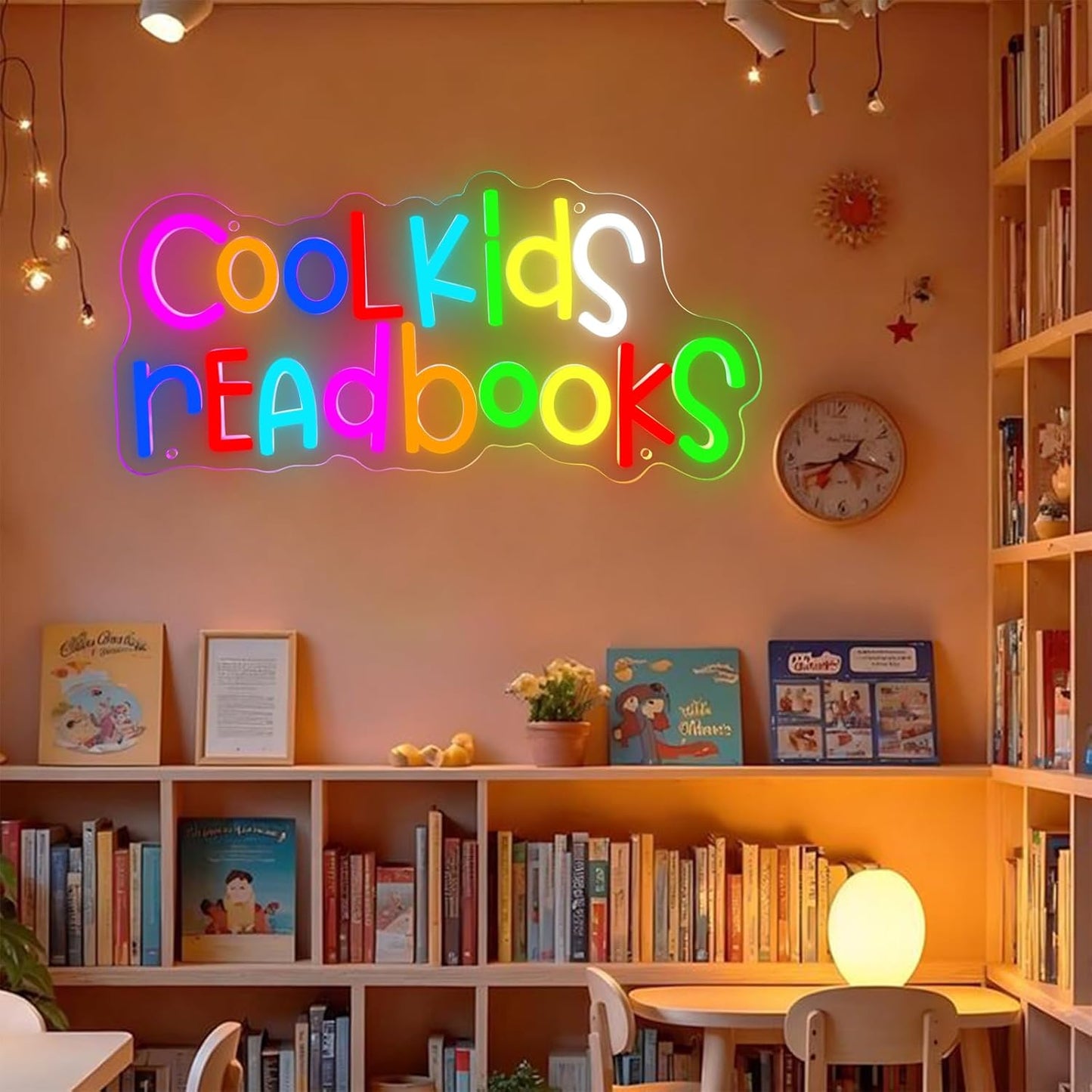 Cool Kids Read Books Neon Sign,Neon Lights for Classroom Reading Corner Bedroom Library,Read Sign for Book Lovers Christmas Gift for Kids & Teens