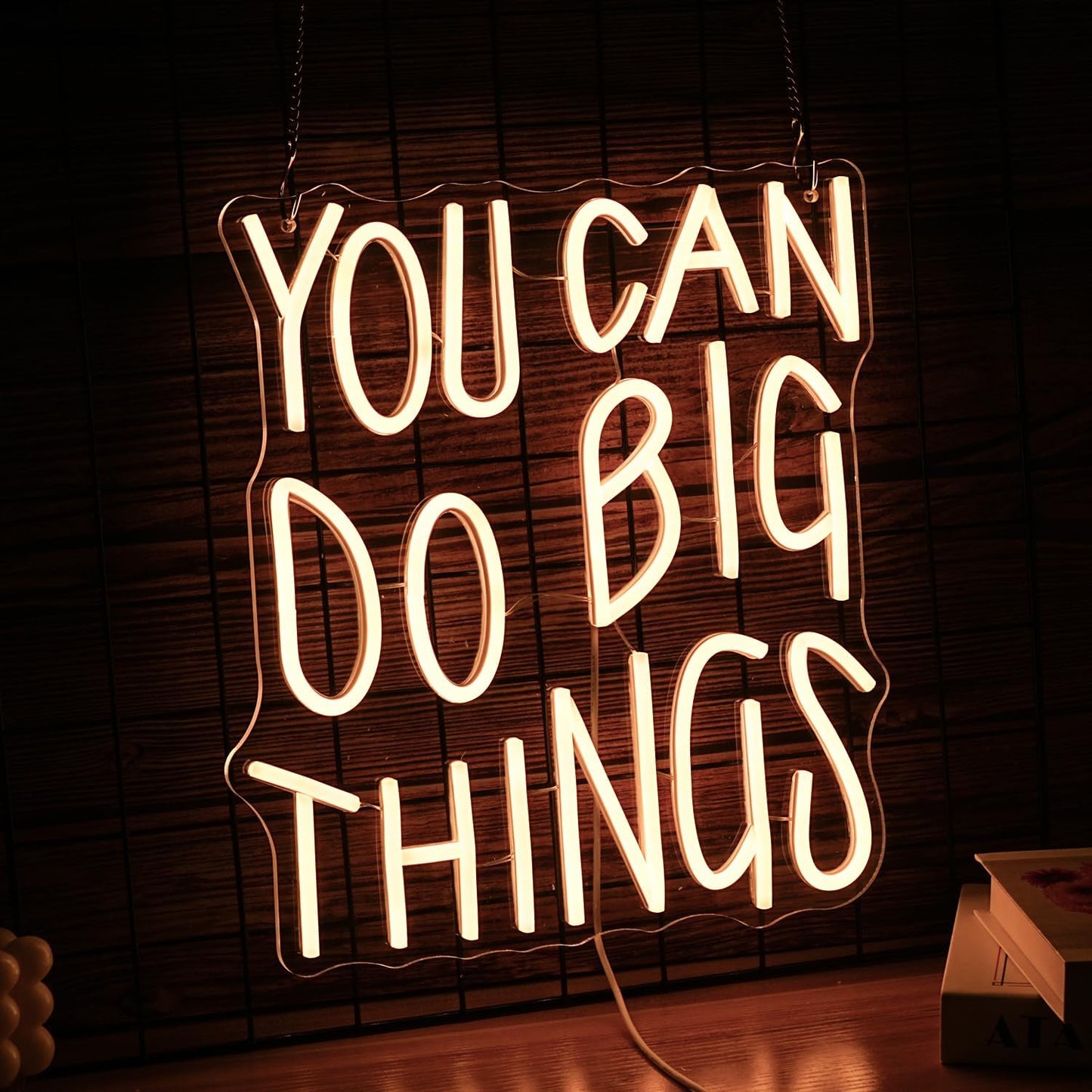You Can Do Big Things Neon Sign Dimmable Warm White Neon Light for Wall Decor Powered by USB Positive Words Led Light Up Sign for School Classroom Bedroom Competition Occasion